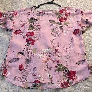 Pink floral blouse